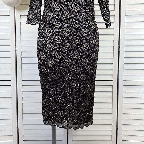 Kiyonna Black Gold Floral Lace Lined Sheath Dress Party Cocktail Plus Size 1X‎ - Picture 3 of 10